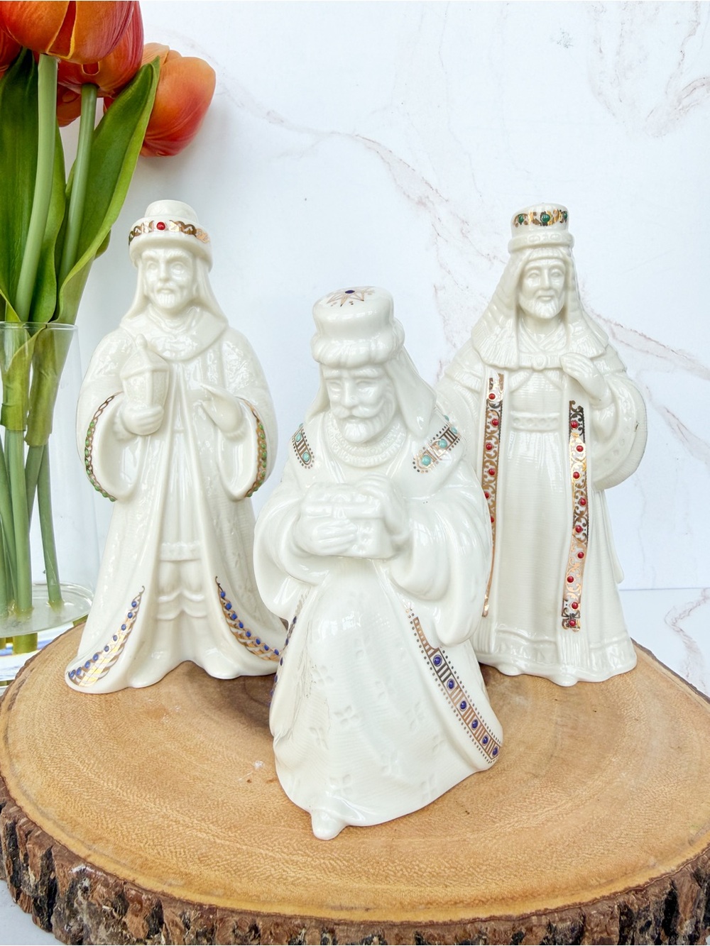 Vintage Lenox Bejeweled Porcelain Three Kings Wisemen - Complete set of 3 - Picture 3 of 9